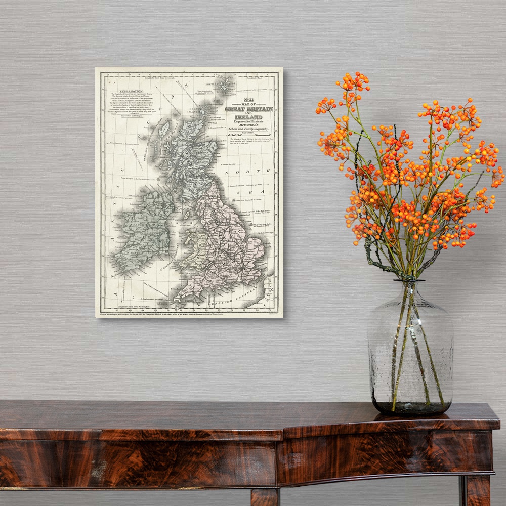 A traditional room featuring Mitchell's Map of Great Britain and Ireland