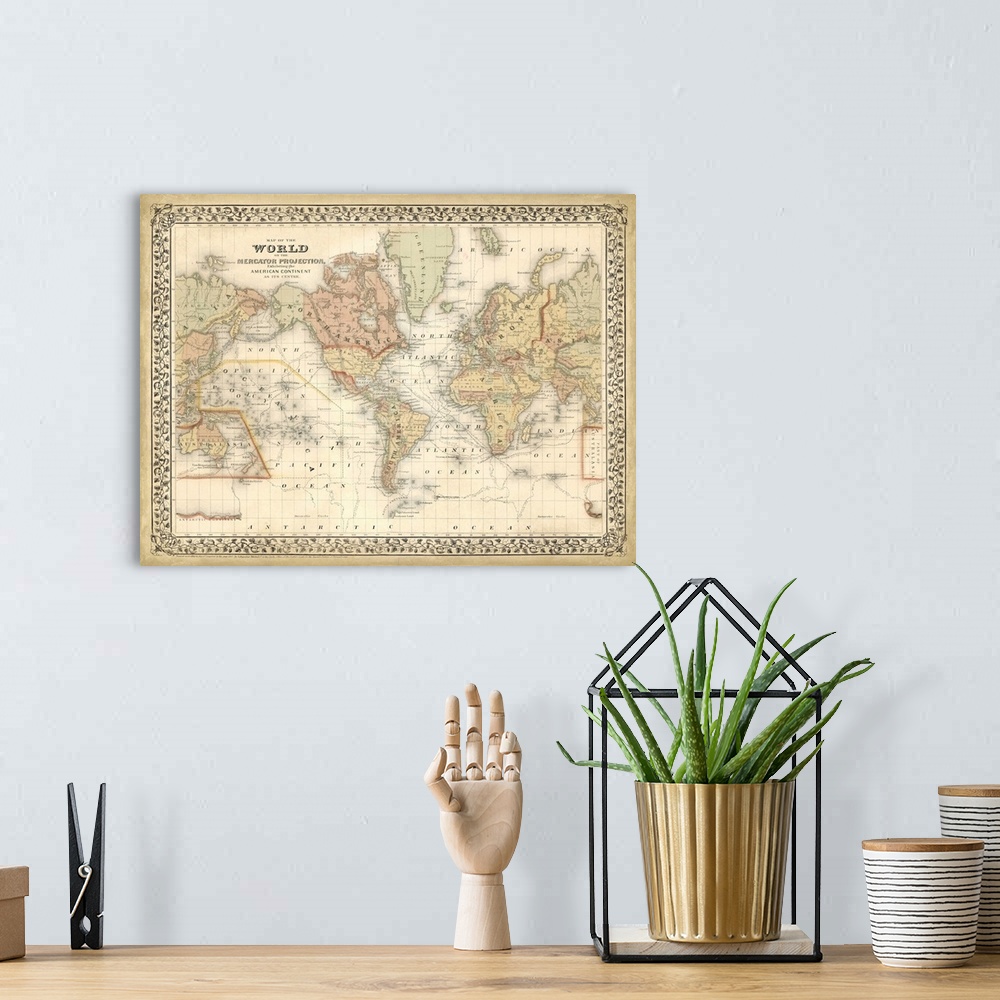 A bohemian room featuring Mitchell's World Map