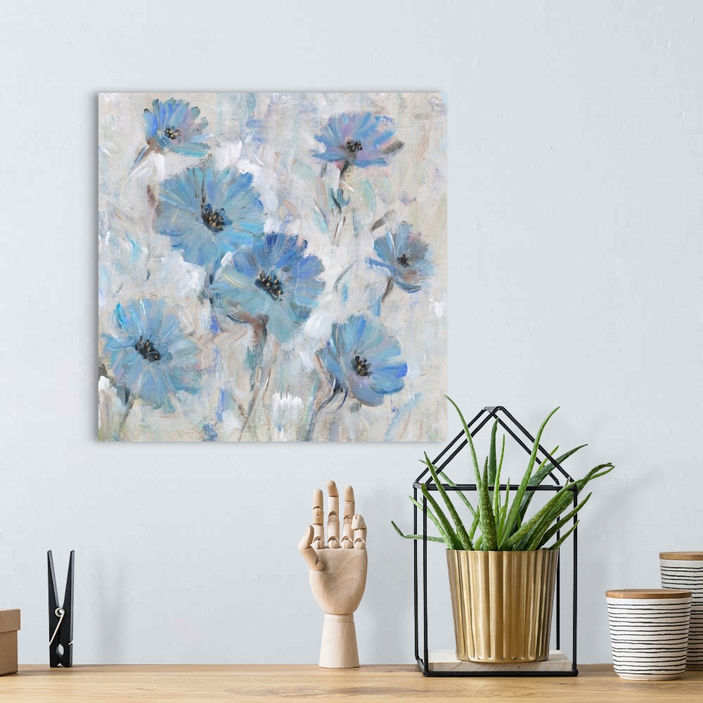 A bohemian room featuring Mix Blue Flowers I