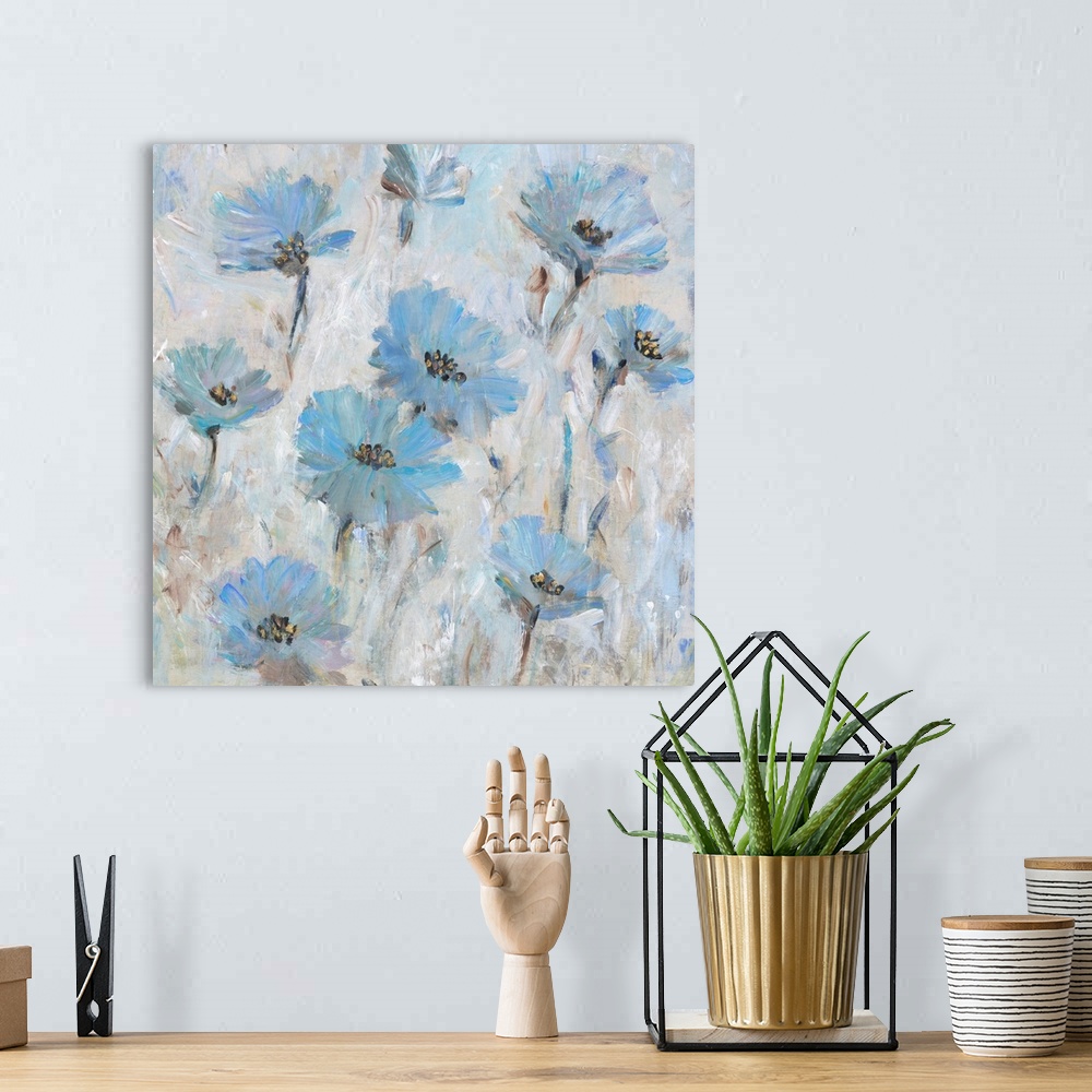 A bohemian room featuring Mix Blue Flowers II
