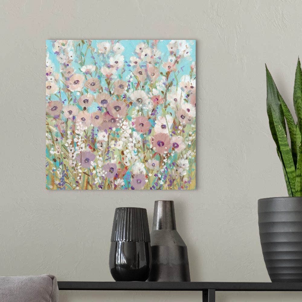A modern room featuring Mixed Flowers II