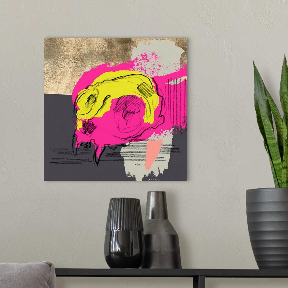 A modern room featuring Mod Skull Collage IV