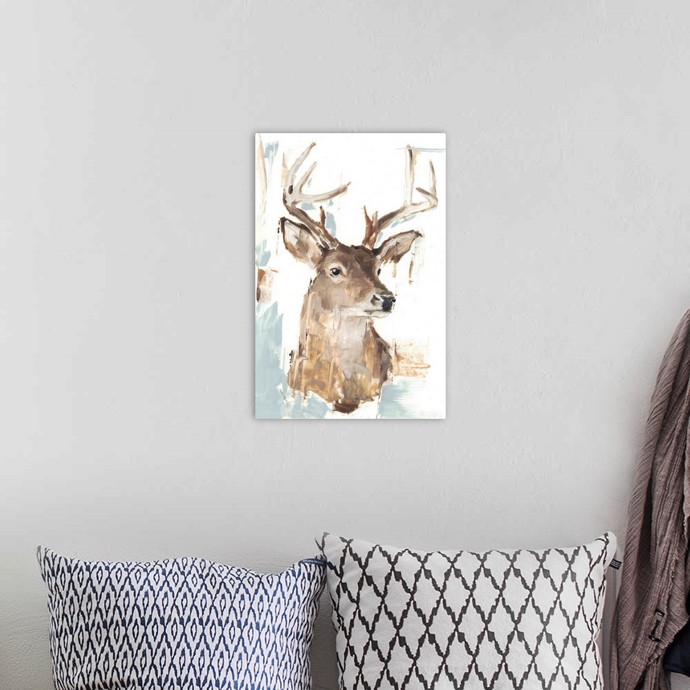 A bohemian room featuring Modern Deer Mount I