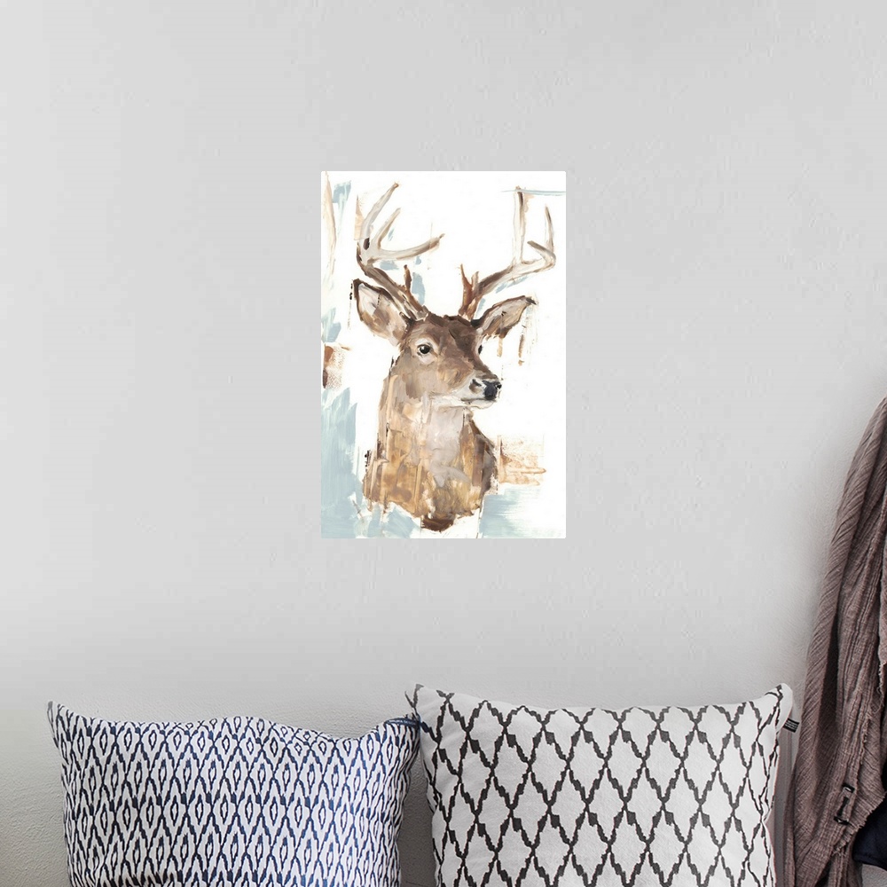 A bohemian room featuring Modern Deer Mount I