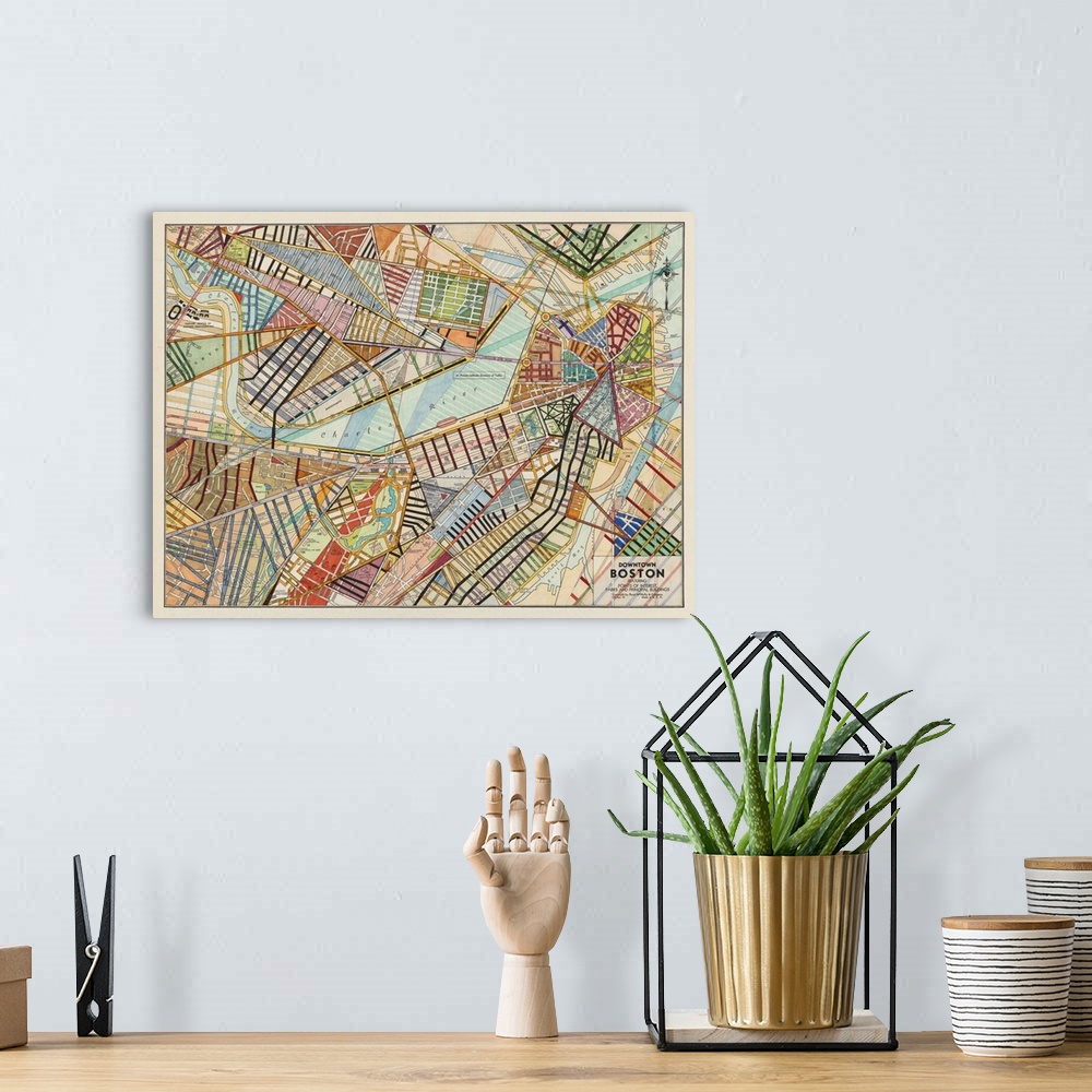 A bohemian room featuring Modern Map of Boston