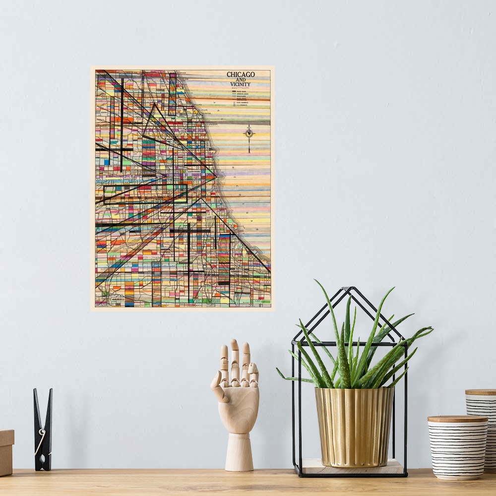 A bohemian room featuring Modern Map of Chicago