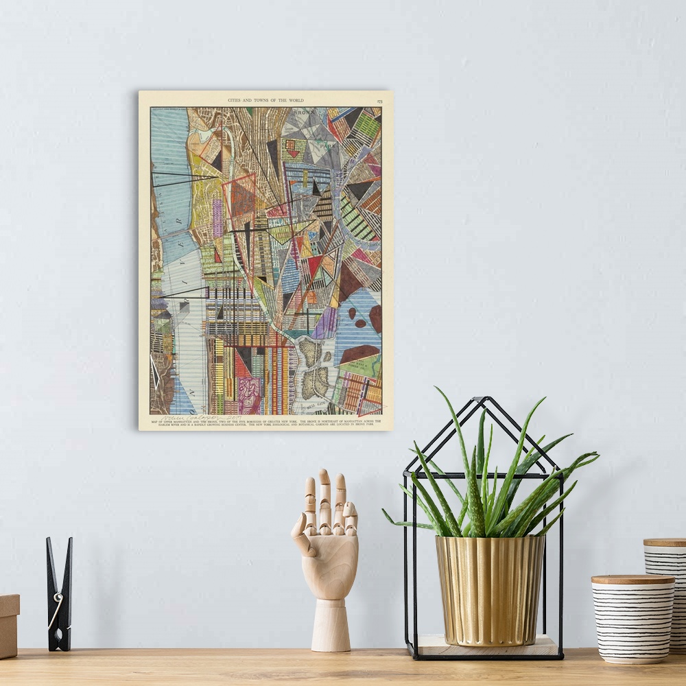 A bohemian room featuring Modern Map of New York I