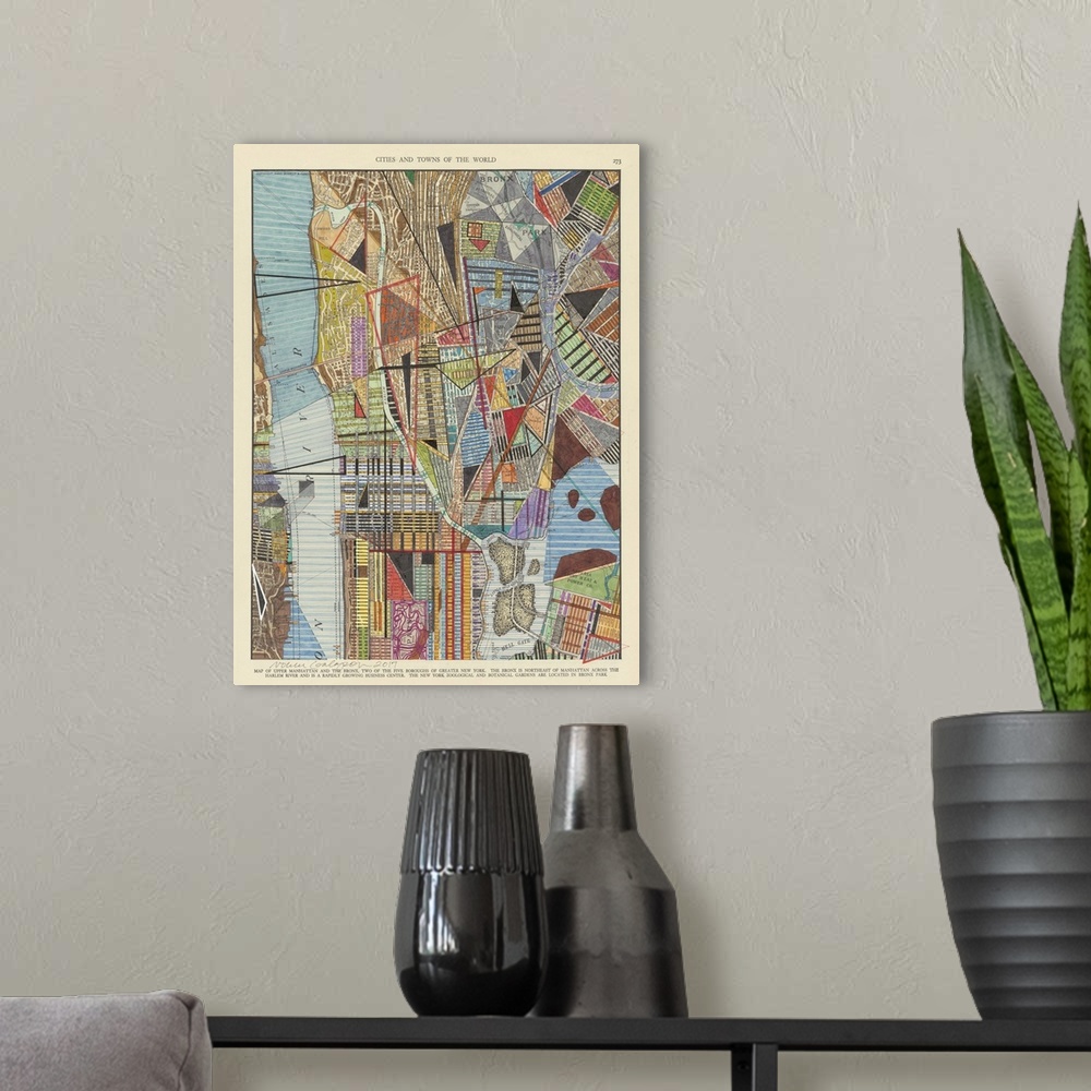 A modern room featuring Modern Map of New York I