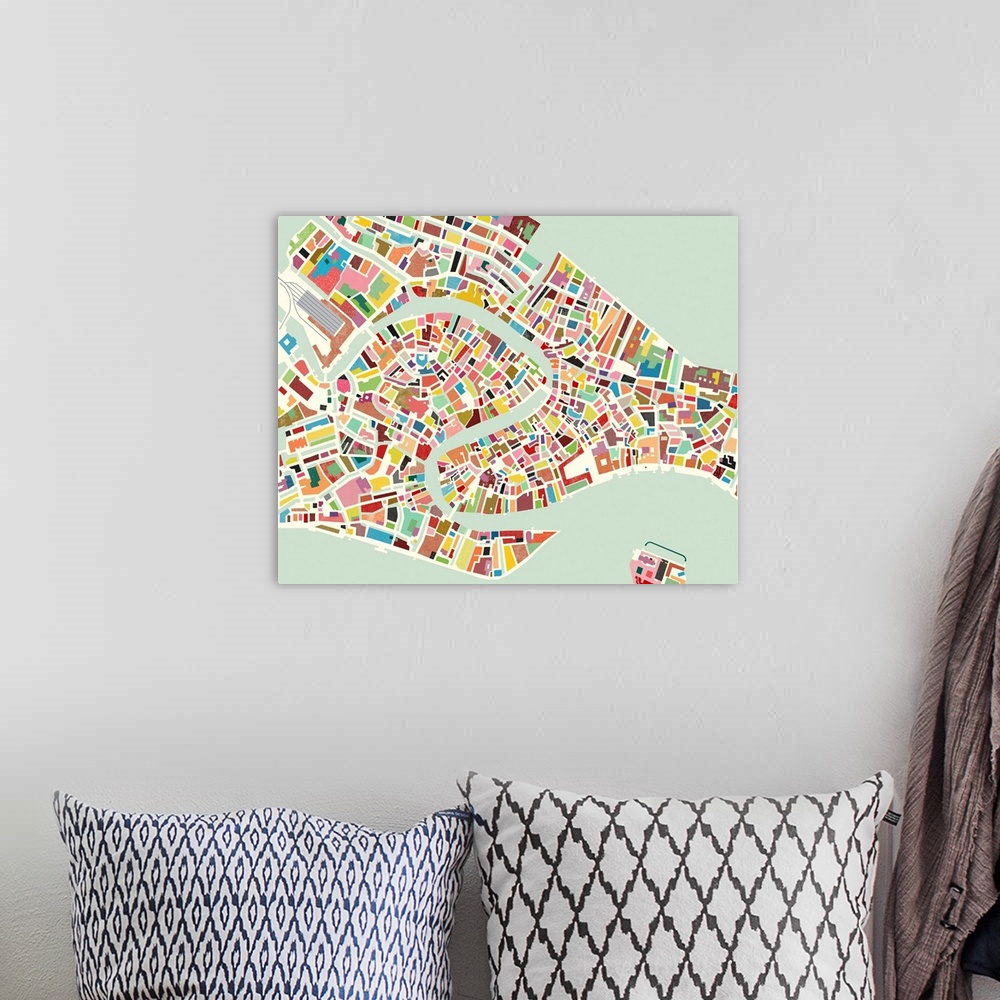 A bohemian room featuring Modern Venice Map