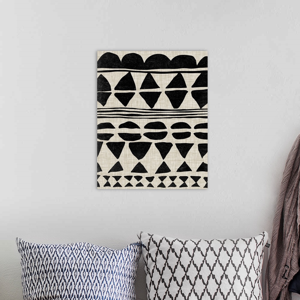 A bohemian room featuring Monochrome Quilt II