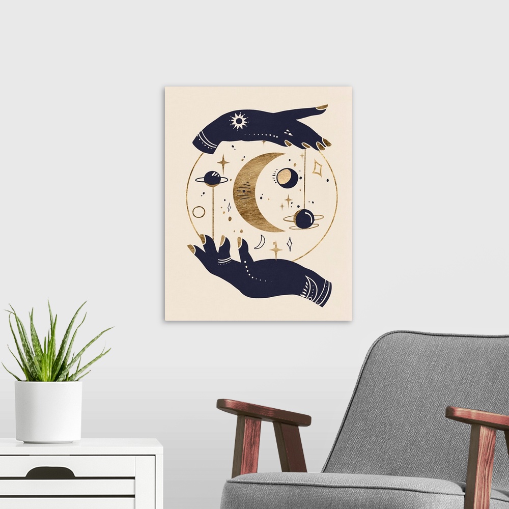 A modern room featuring Moon Hands I