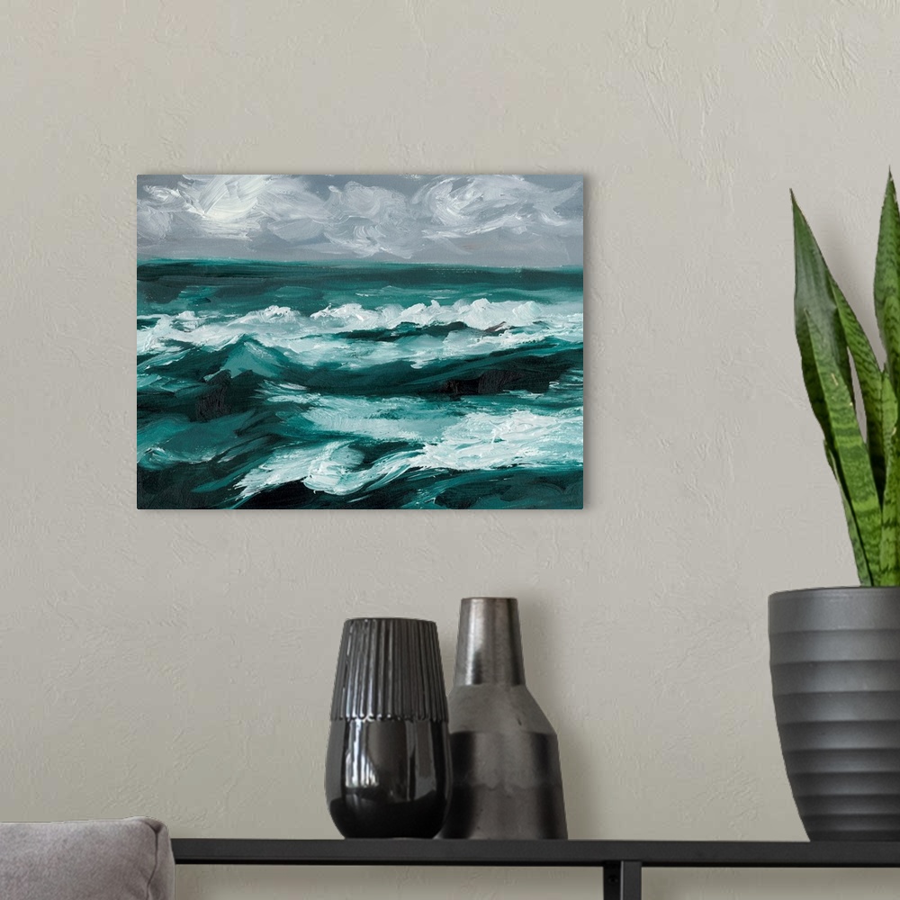 A modern room featuring Moonlit Waves I