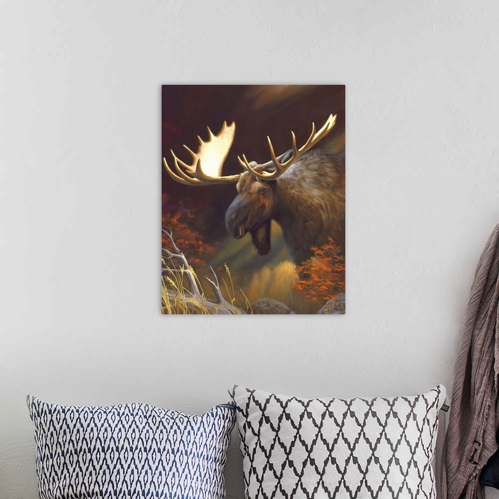 A bohemian room featuring Moose Portrait