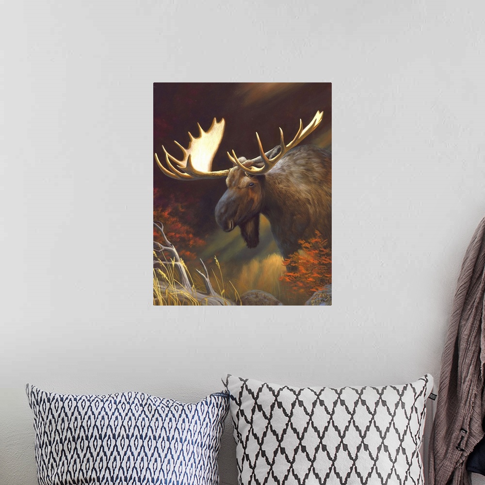 A bohemian room featuring Moose Portrait