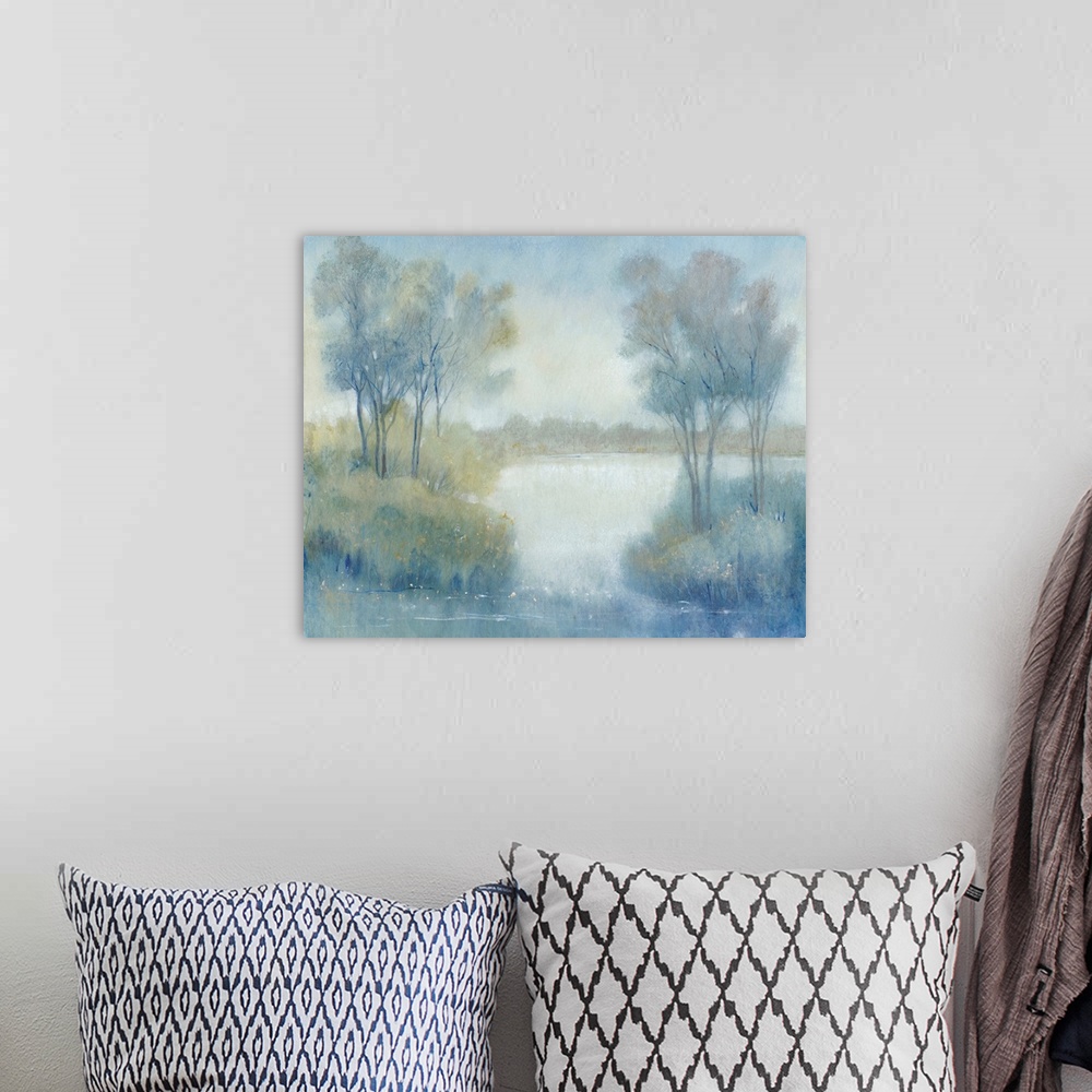 A bohemian room featuring Morning at the Pond I