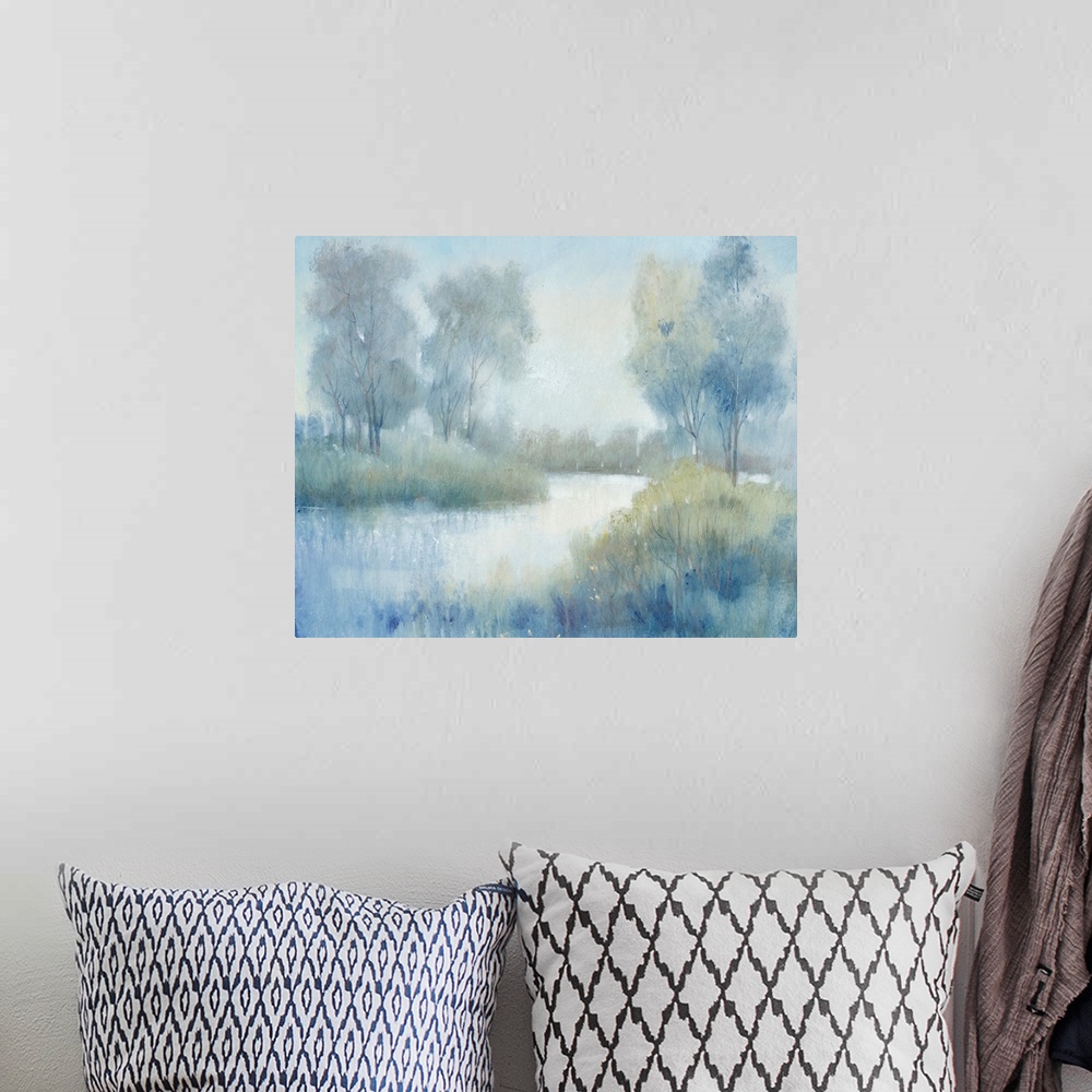 A bohemian room featuring Morning at the Pond II