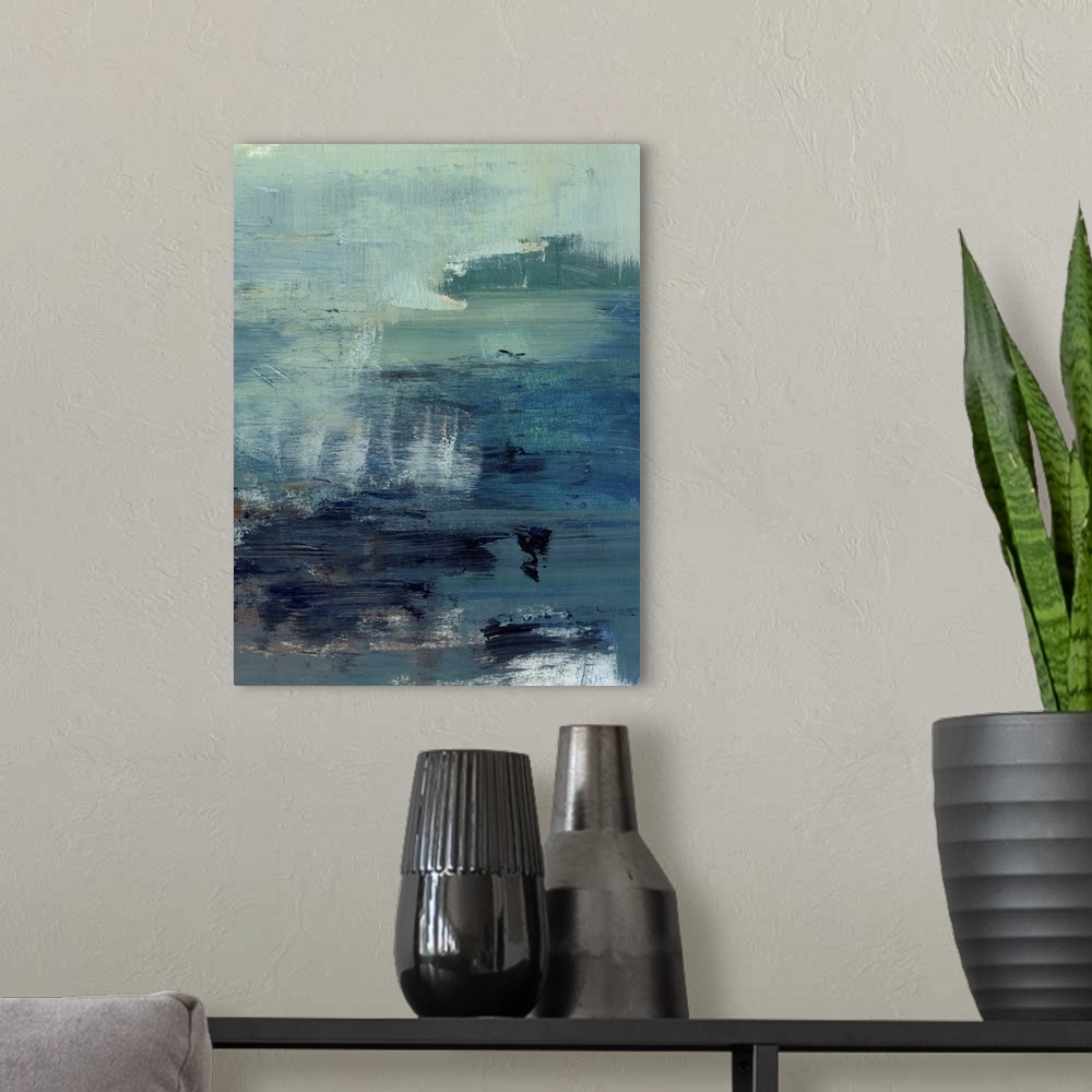A modern room featuring Morning Lake Mist II