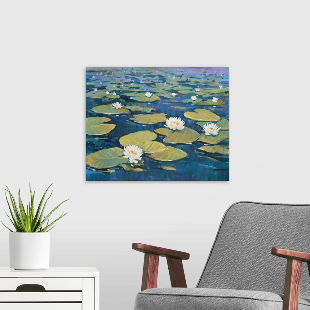 A modern room featuring Morning Lilies I