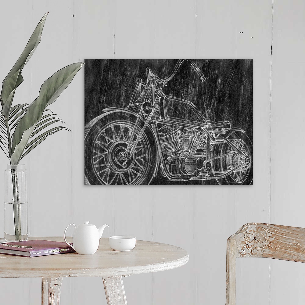 A farmhouse room featuring Motorcycle Mechanical Sketch II