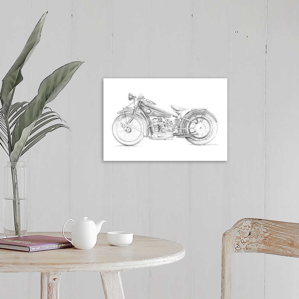 A farmhouse room featuring Motorcycle Sketch I