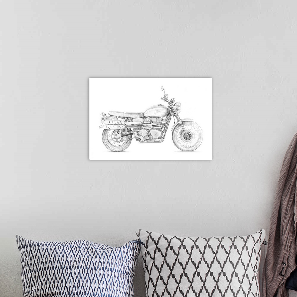 A bohemian room featuring Motorcycle Sketch III