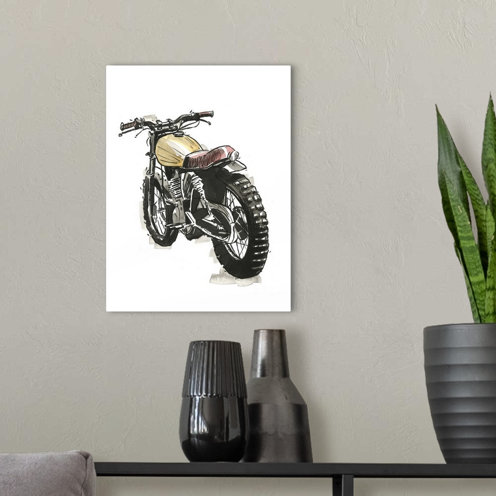 A modern room featuring Motorcycles in Ink III