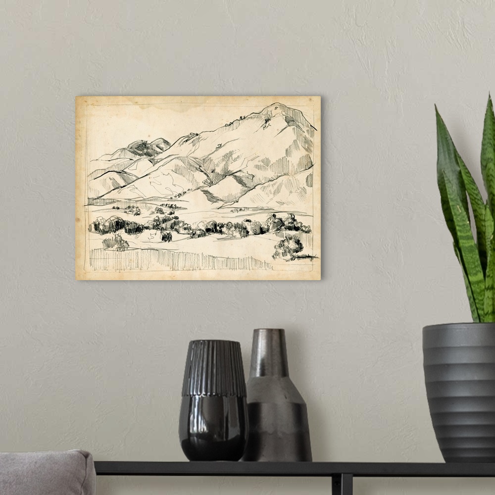 A modern room featuring Mountain Sketch I