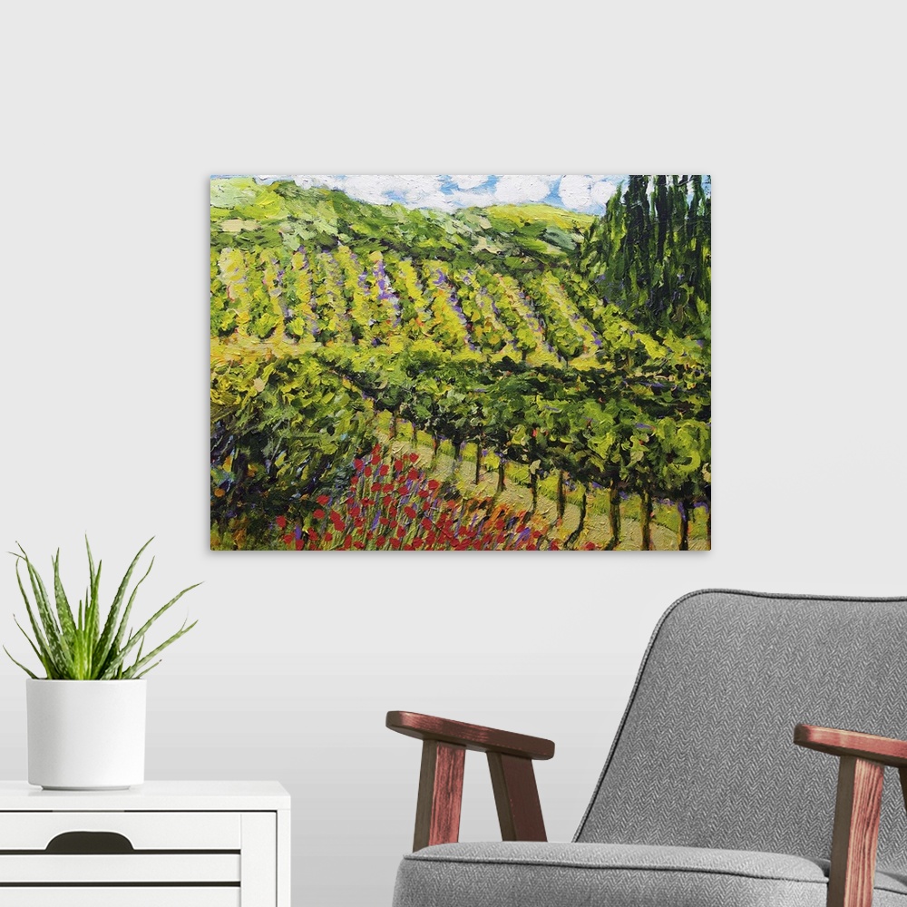 A modern room featuring Mountain Vineyard