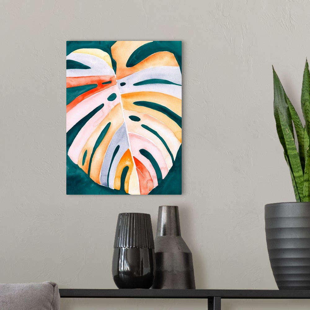 A modern room featuring Multicolor Monstera I