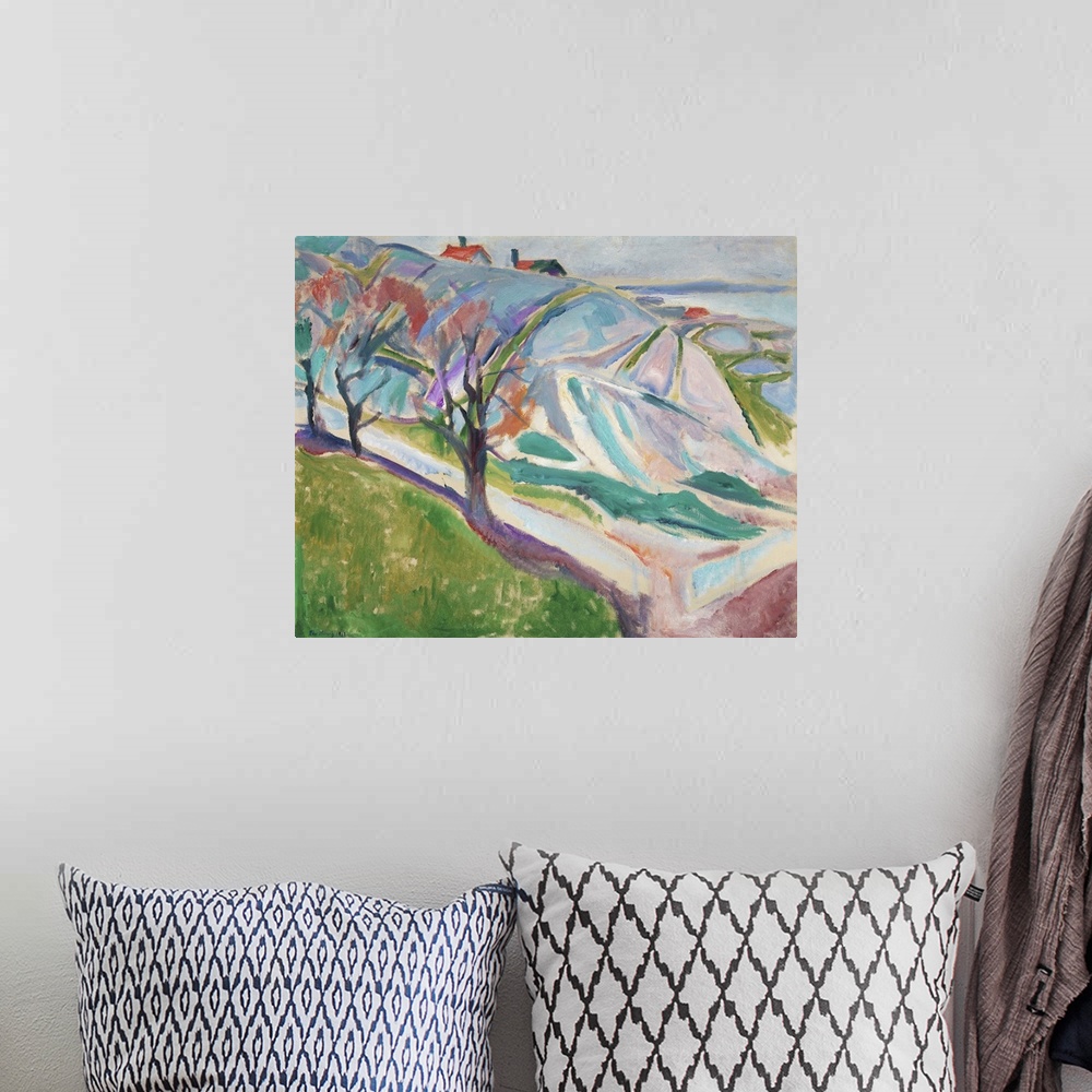 A bohemian room featuring Munch Colorful Landscapes I