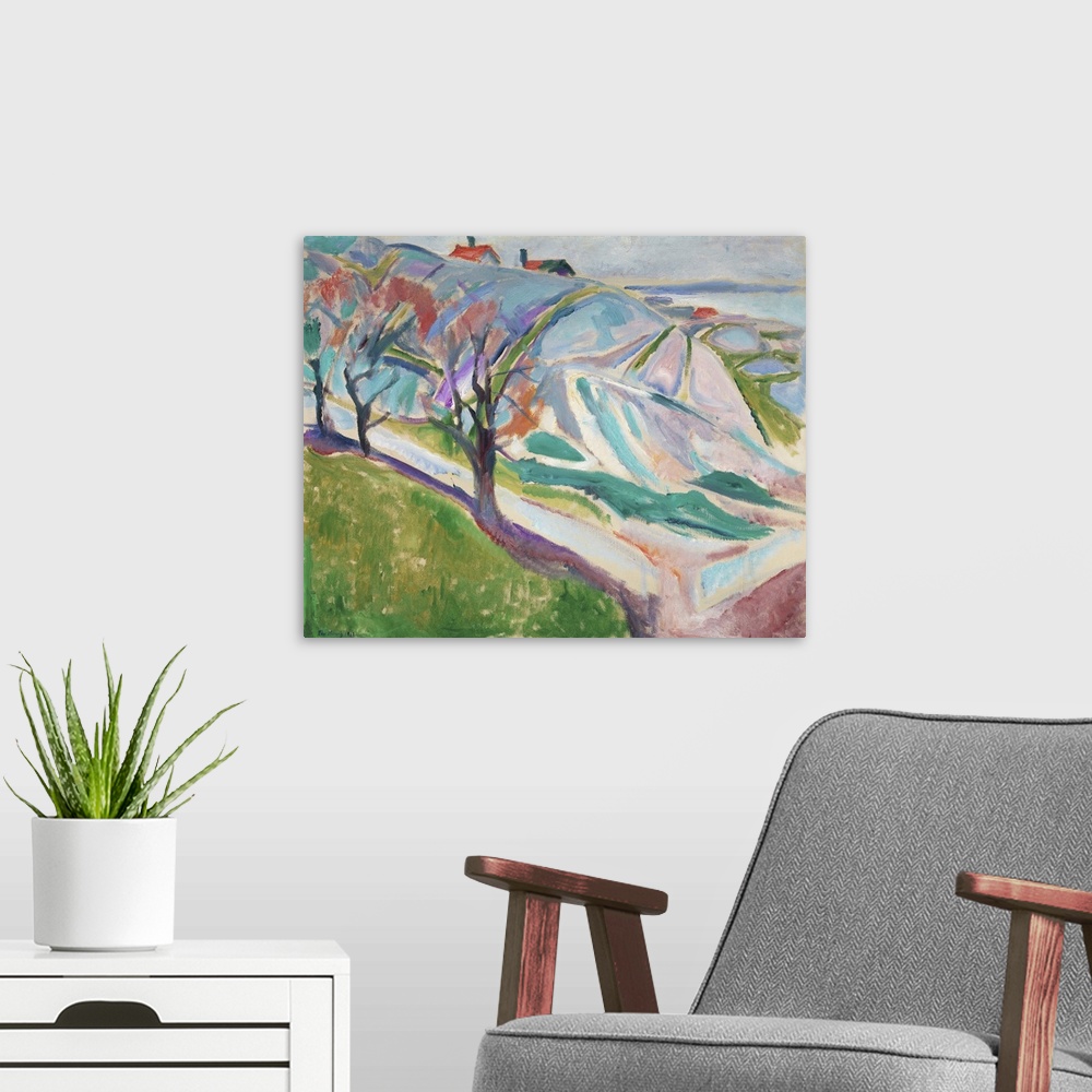 A modern room featuring Munch Colorful Landscapes I