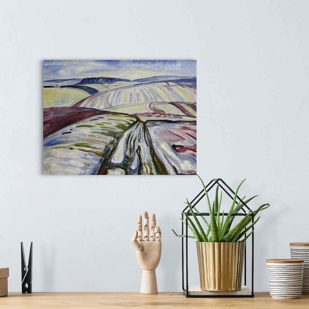 A bohemian room featuring Munch Colorful Landscapes III