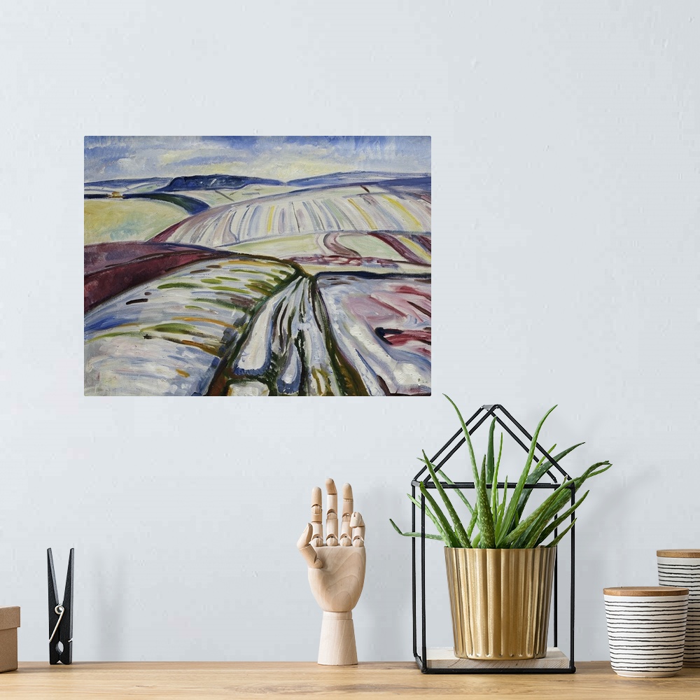 A bohemian room featuring Munch Colorful Landscapes III
