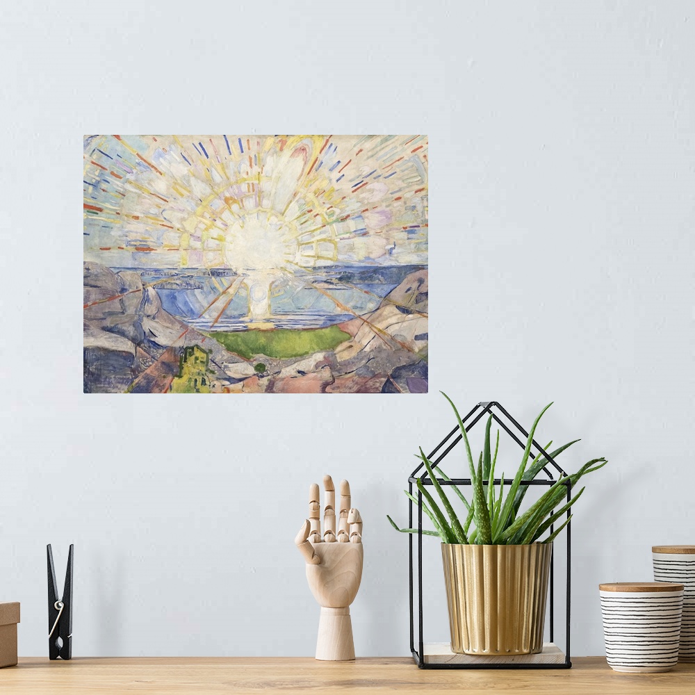 A bohemian room featuring Munch Colorful Landscapes IV