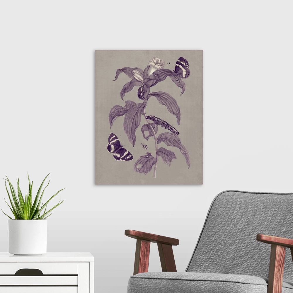 A modern room featuring Nature Study in Plum and Taupe I