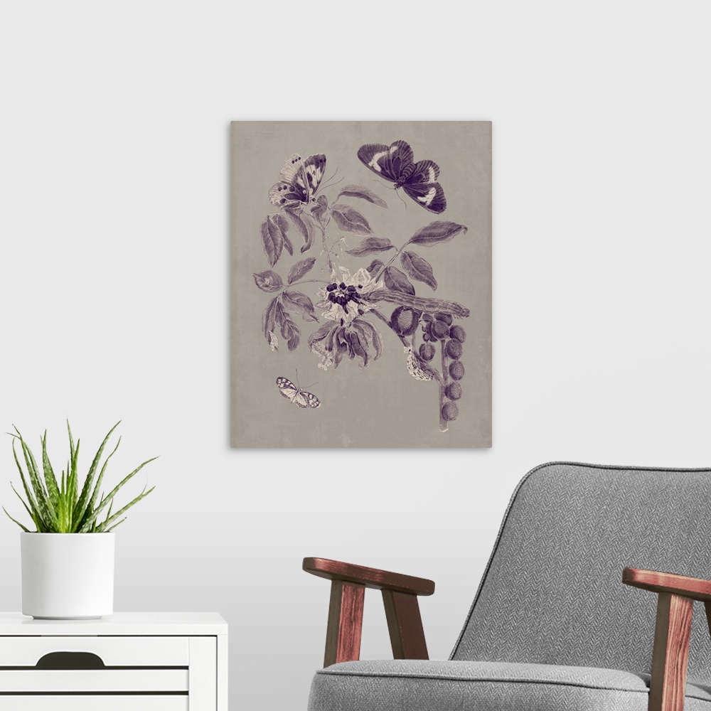 A modern room featuring Nature Study in Plum and Taupe II