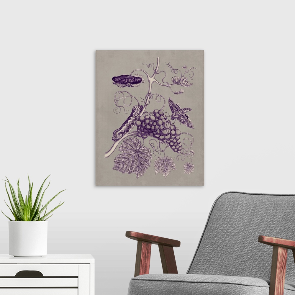 A modern room featuring Nature Study in Plum and Taupe III