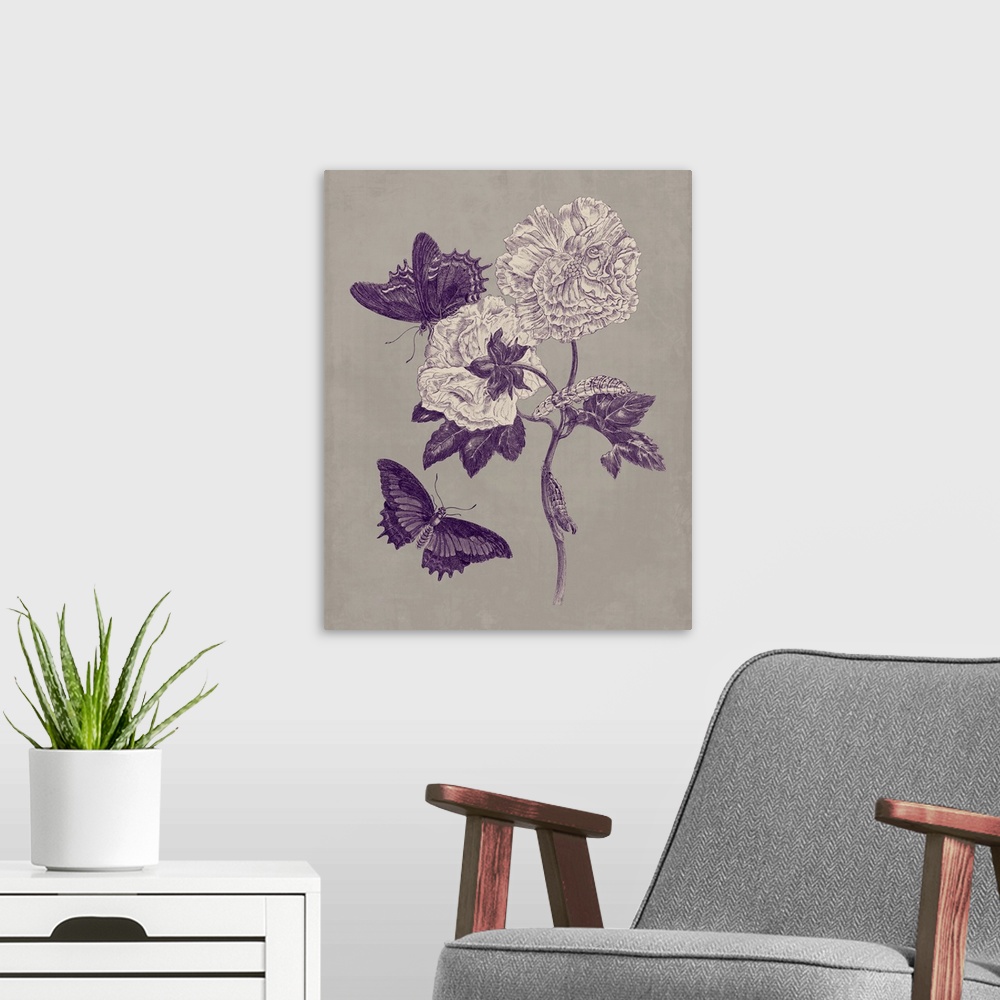 A modern room featuring Nature Study in Plum and Taupe IV