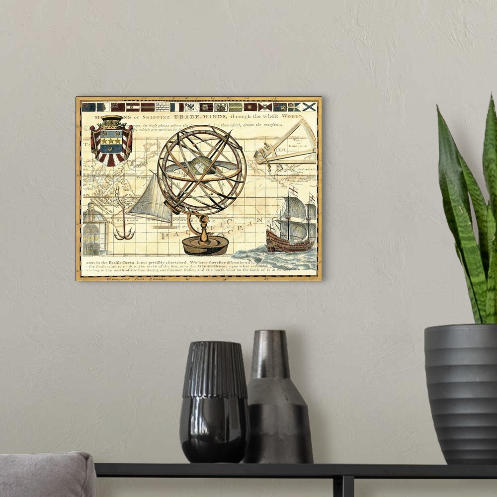 A modern room featuring Nautical Map I
