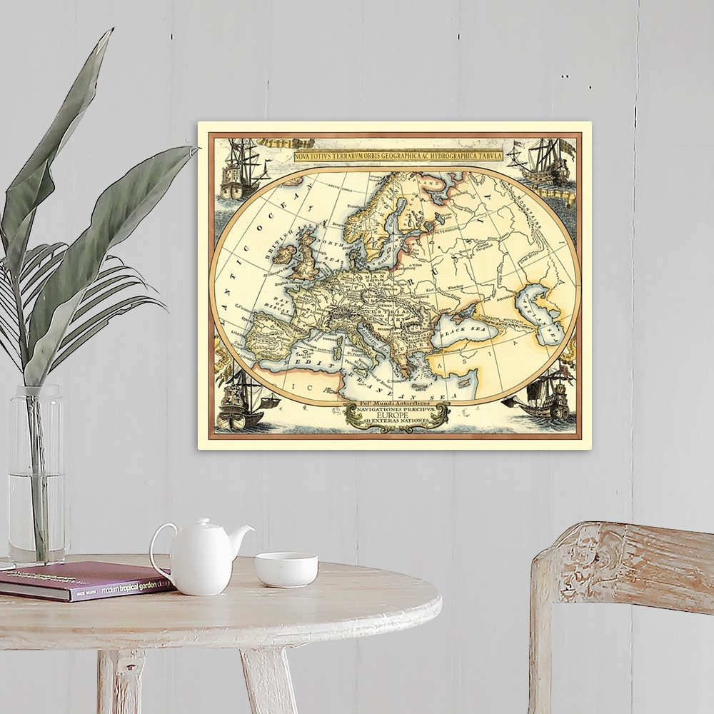 A farmhouse room featuring Nautical Map of Europe