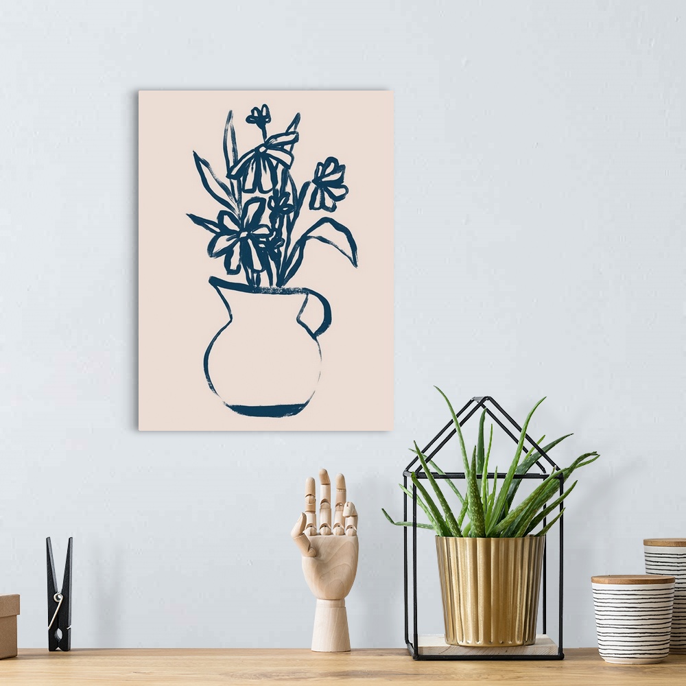 A bohemian room featuring Navy Plant Sketches IV