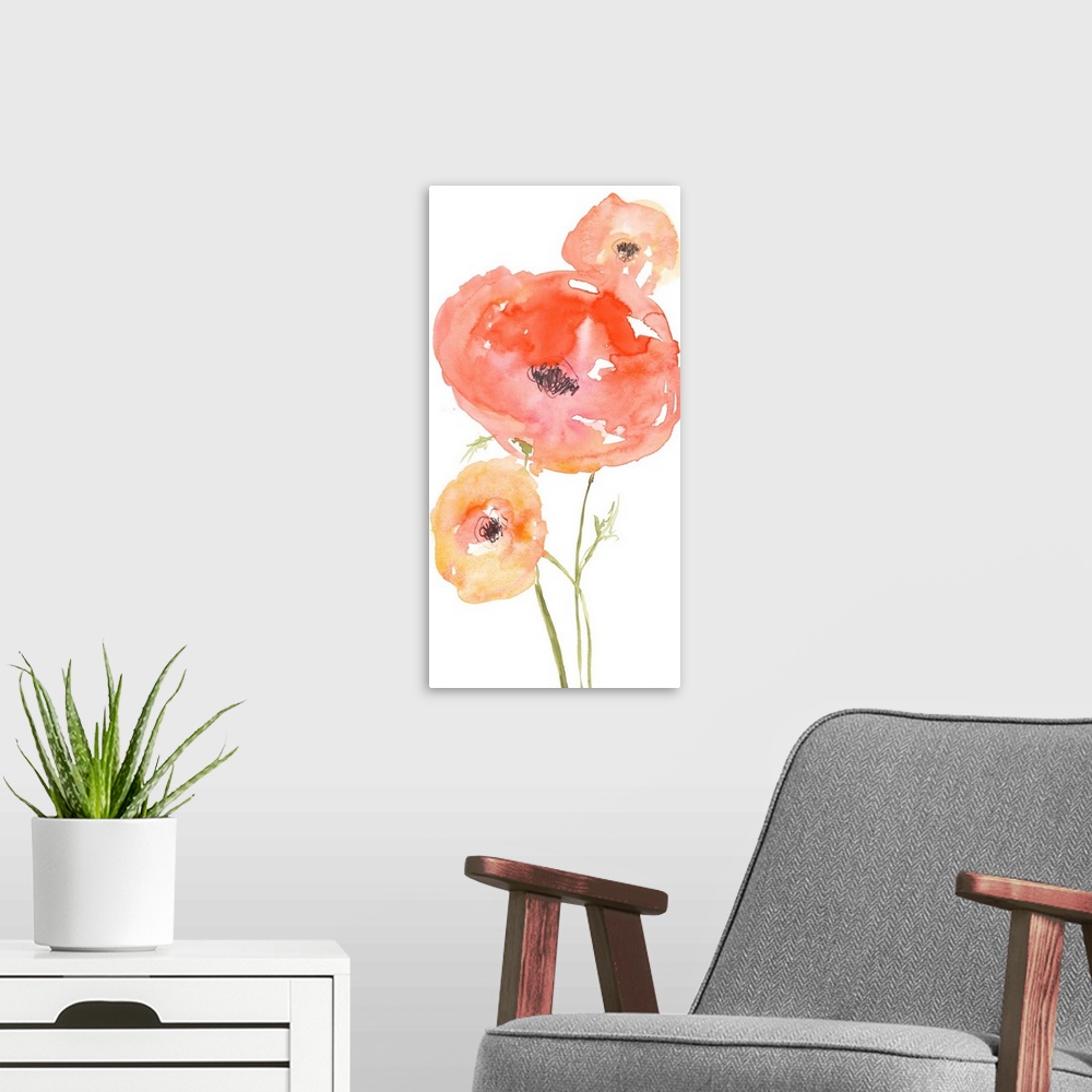 A modern room featuring Neon Poppies I