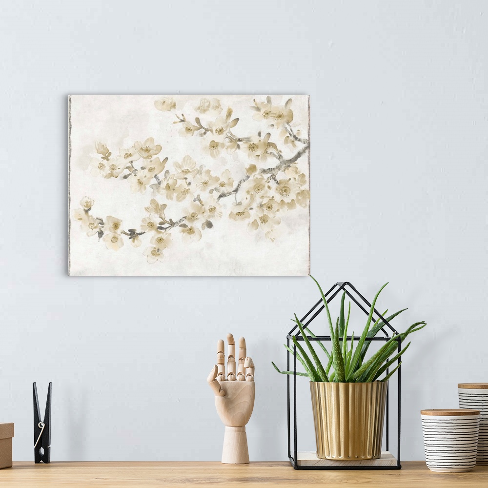 A bohemian room featuring Neutral Cherry Blossom Composition I