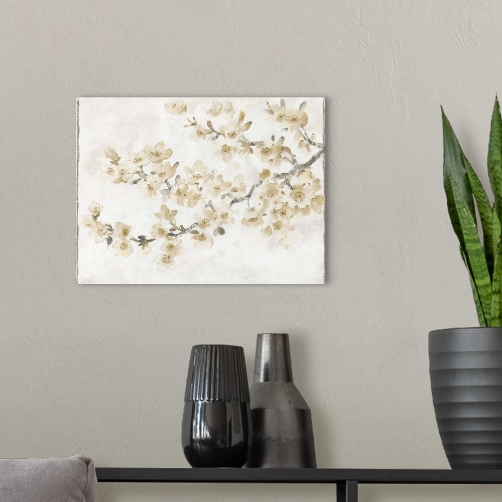 A modern room featuring Neutral Cherry Blossom Composition I