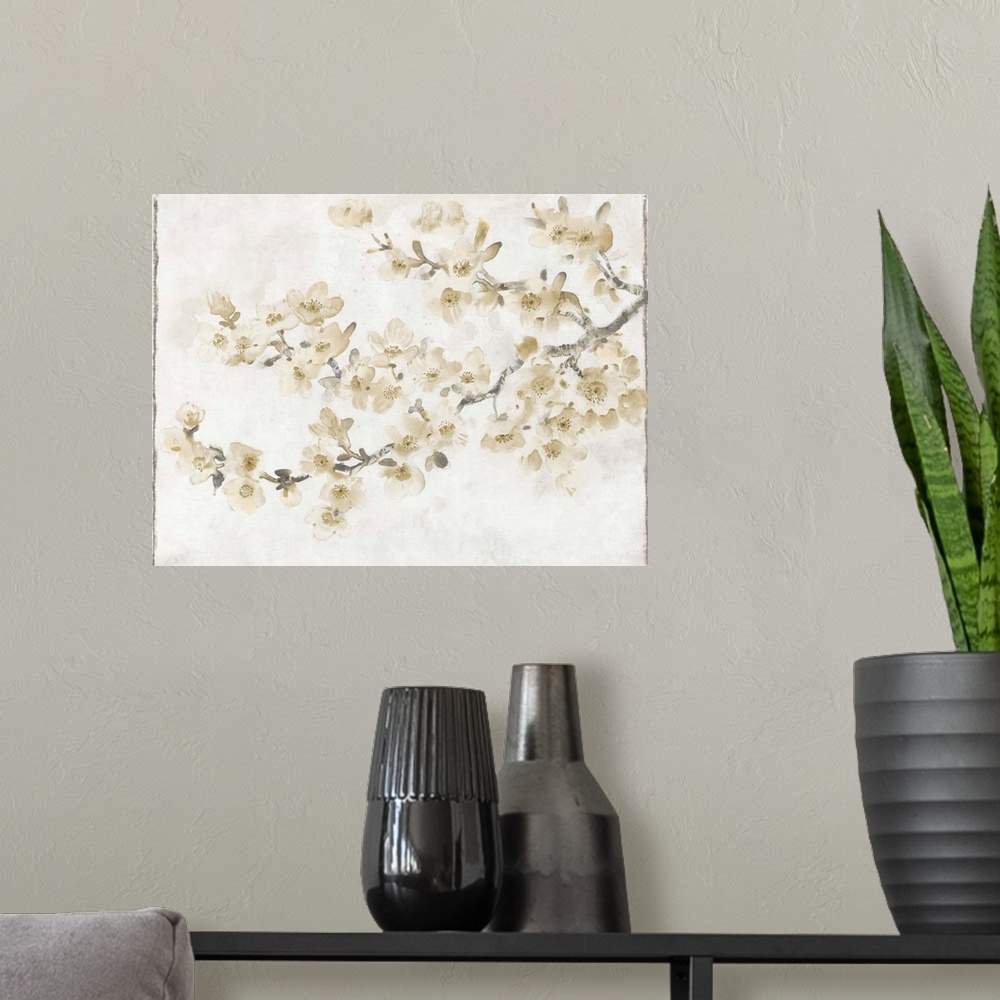 A modern room featuring Neutral Cherry Blossom Composition I