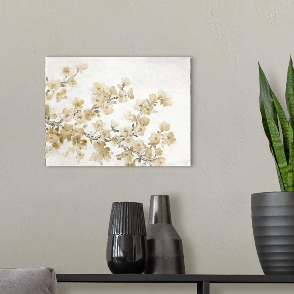 A modern room featuring Neutral Cherry Blossom Composition II