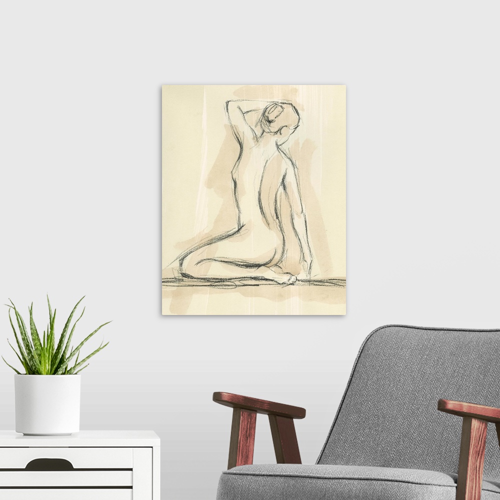 A modern room featuring Neutral Figure Study IV