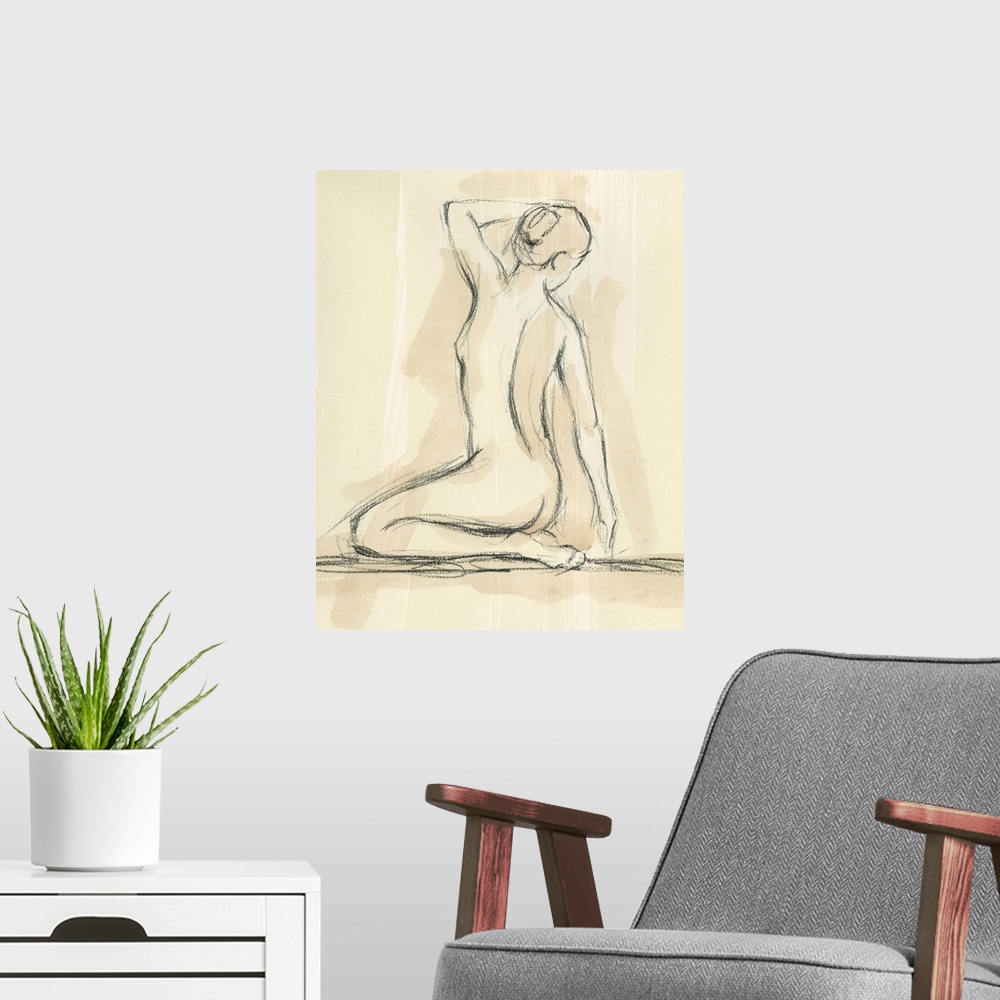 A modern room featuring Neutral Figure Study IV