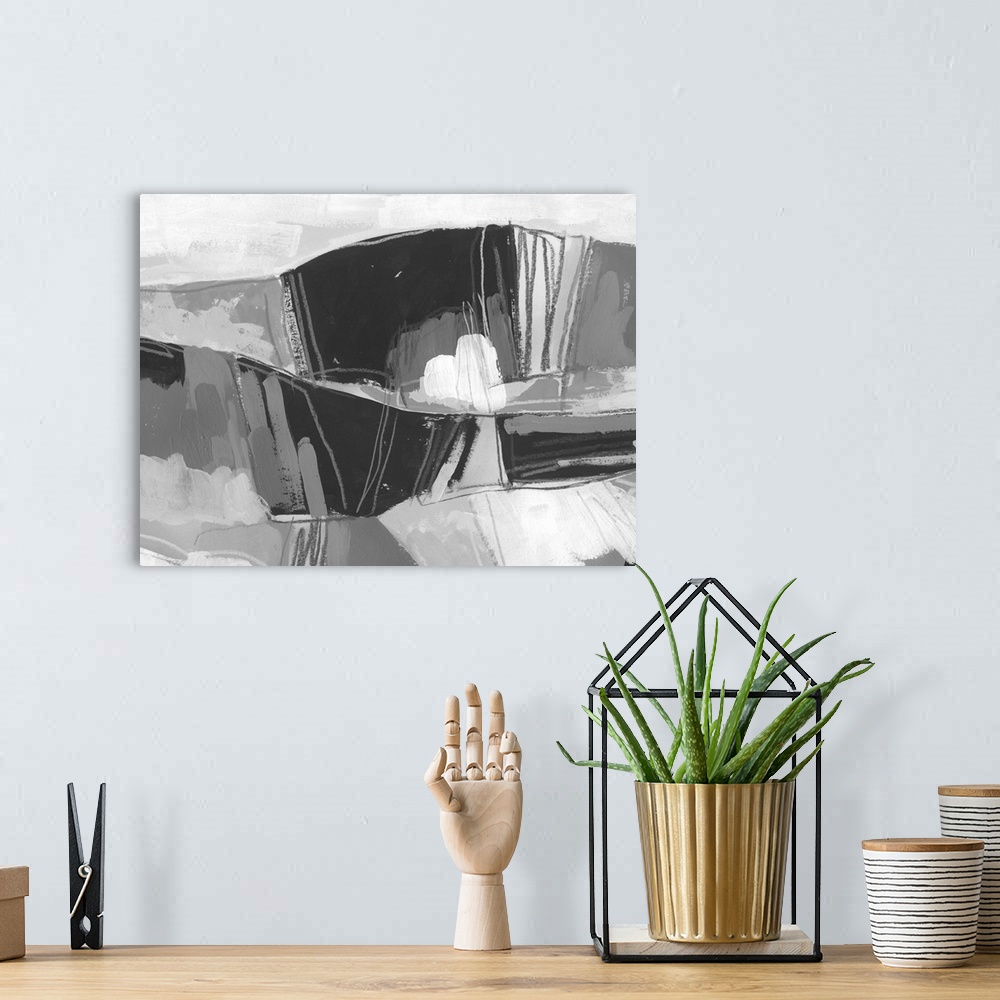 A bohemian room featuring Neutral Landscape Sketch I