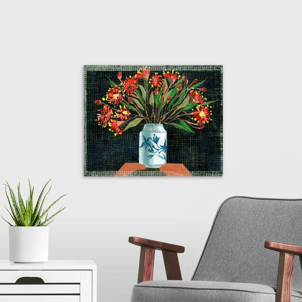 A modern room featuring Night Flowers I